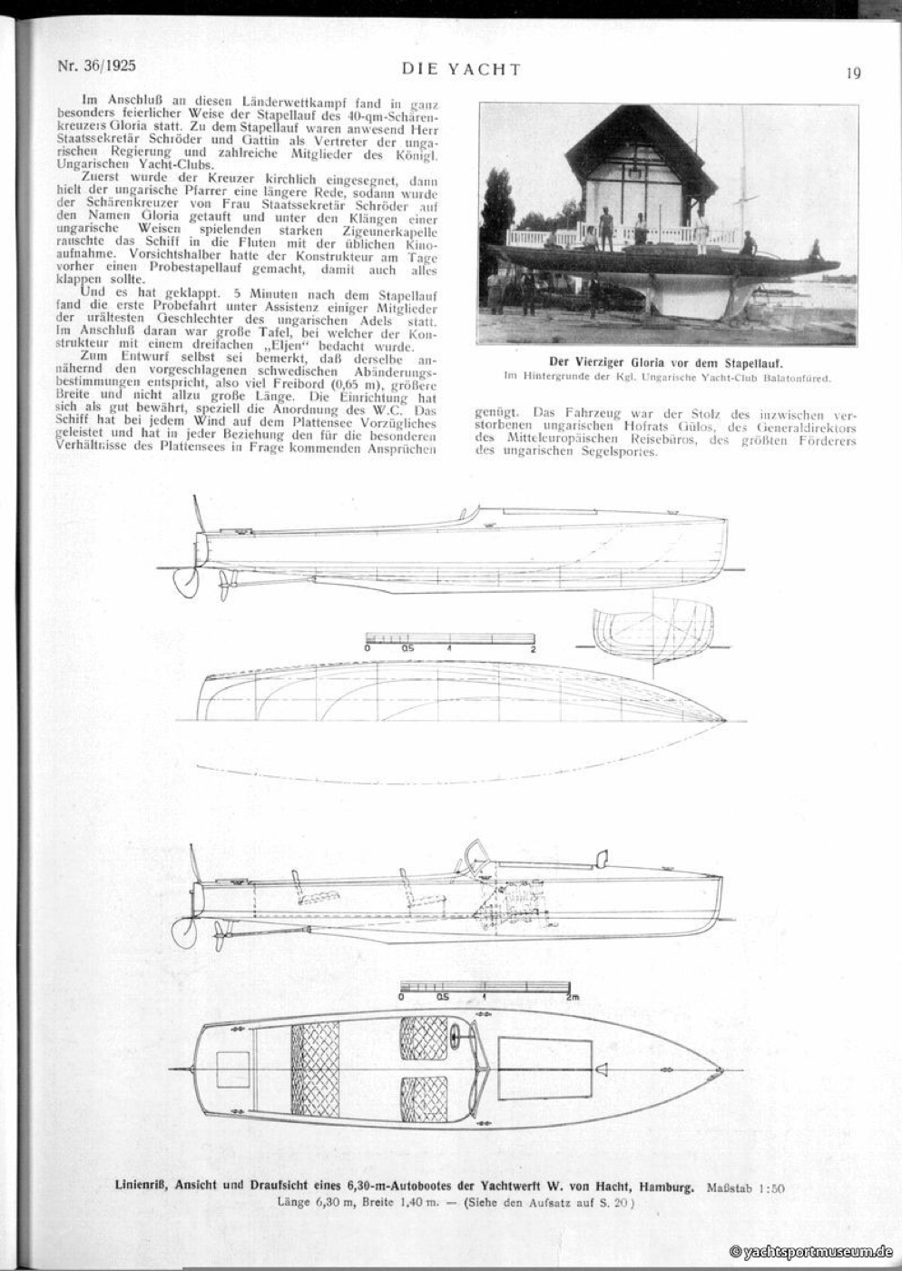 Die Yacht, 1925 — a vízrebocsátás